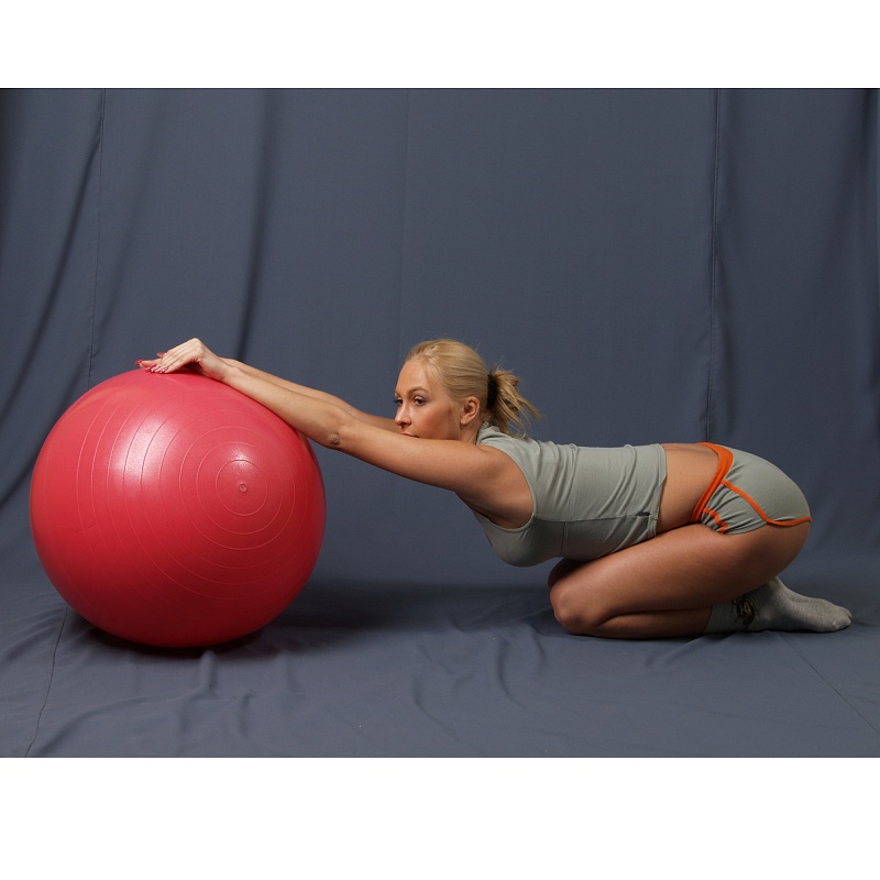 Мяч гимнастический c АБС для фитнеса 65 см в коробке с насосом (красный) Ортосила