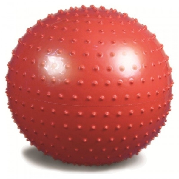 Мяч гимнастический (Фитбол) с шипами 65 см с насосом (красный) 